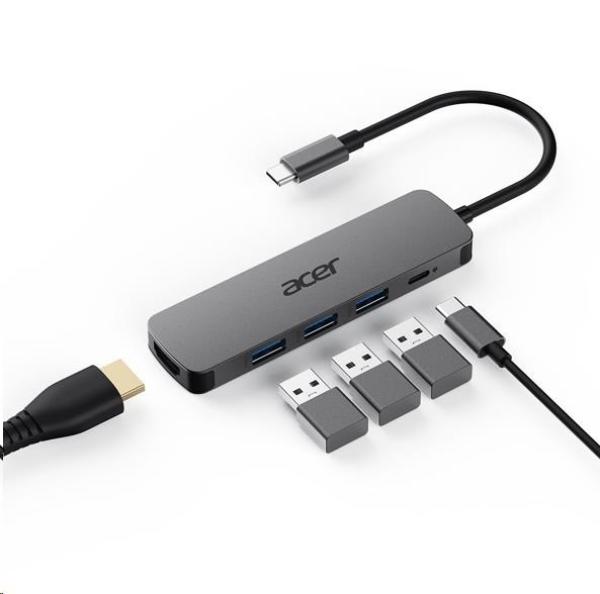 Acer 5IN1 Type- C dongle, HDMI, USB3.0, USB-C, 100W PD, Dark Silver1