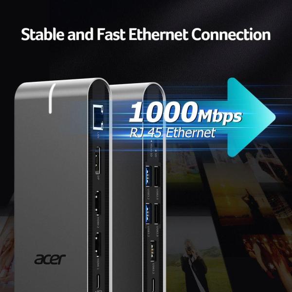 ACER 15in1 USB Type-C Universal Mini-dock: Host interface: USB-C, 2x USB-A 2.0, 1x USB-A 3.2 Gen2, 1x USB-A 3.2 Gen1, 17