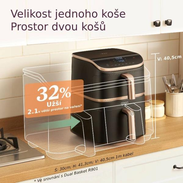 BAZAR - Cosori Turbo Tower Pro chytrá horkovzdušná fritéza 10,8l tm.šedá / pošk. obal2