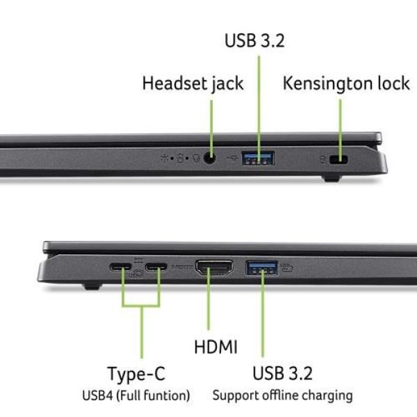 ACER NTB Aspire 15 (A15-61M-R59C), R5-8640HS, 15.6"FHD, 16GB, 512GB SSD, Radeon 760M, Linux, Gray8