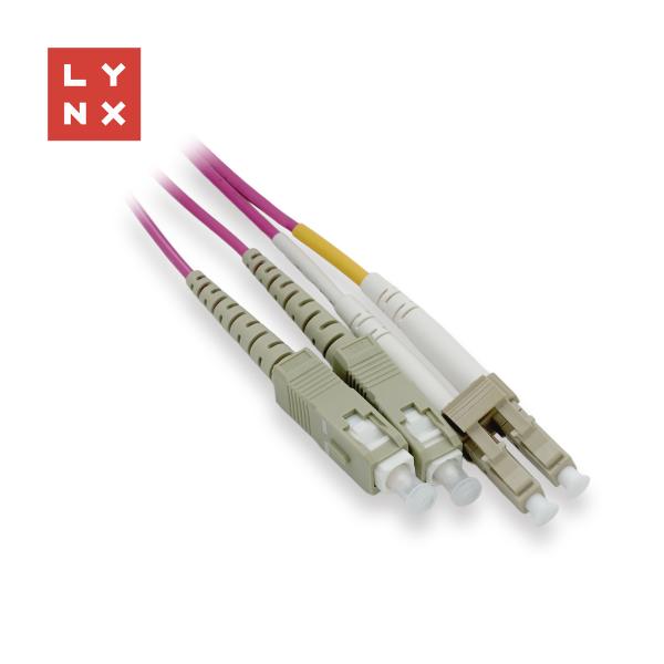 LYNX duplexní patch kabel MM,  OM4,  LC/ SC,  50/ 125µm,  10m
