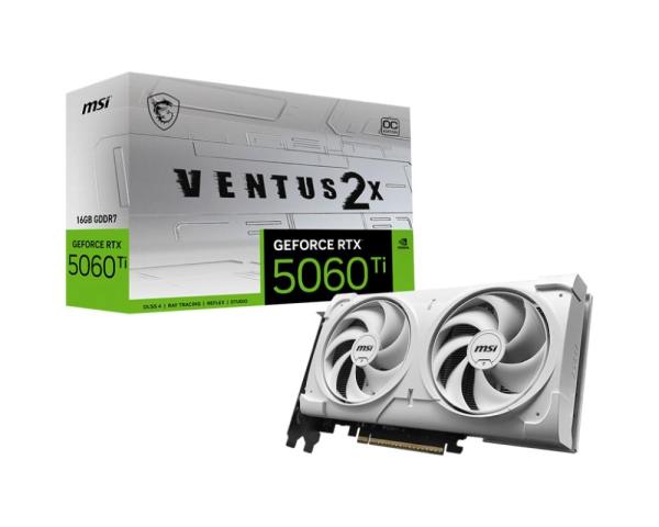 MSI VGA NVIDIA GeForce RTX 5060 Ti 16G VENTUS 2X OC WHITE PLUS,  RTX 5060 Ti,  16GB GDDR7,  3xDP,  1xHDMI