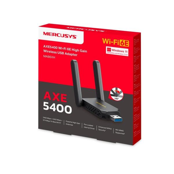 MERCUSYS MA86XH WiFi6 USB adapter (AXE5400, 2, 4GHz/ 5GHz/ 6GHz, USB3.0)4