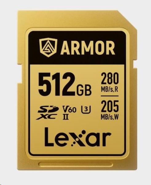 Lexar SDXC ARMOR Gold UHS-II U3, Stainless Steel, IP68 R280 W210 (V60) 512GB