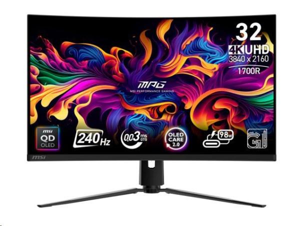 MSI MPG/ 321CURX/ 31, 5"/ QD-OLED/ 4K UHD/ 240Hz/ 0, 3ms/ Čierna/ 3R