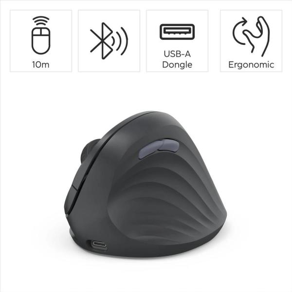 Hama vertikálna ergonomická bezdrôtová myš EWM-600R,  pre pravákov,  nabíjacia,  čierna0
