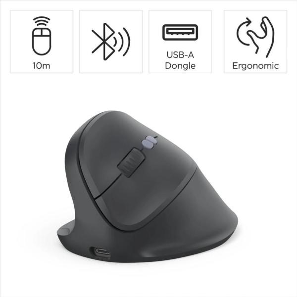 Hama vertikálna ergonomická bezdrôtová myš EWM-600L, pre ľavákov, nabíjacia, čierna8
