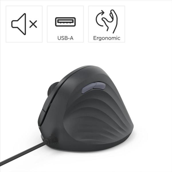 Hama vertikálna ergonomická káblová myš ECM-500R, pre pravákov, čierna8