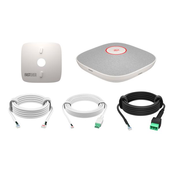 HP Poly Studio A2 White Table Microphone w/  Mounting Plate I/ O cables1