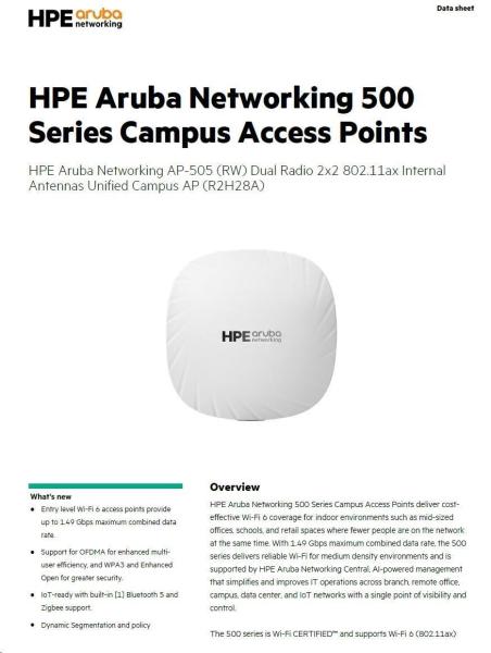HPE Aruba Networking AP-505 (RW) Dual Radio 2x2 Wi-Fi 6 10-pack Campus Access Point4