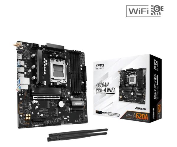 ASRock MB Sc AM5 A620AM PRO-A WIFI,  AMD A620A,  4xDDR5,  1xHDMI,  WIFI