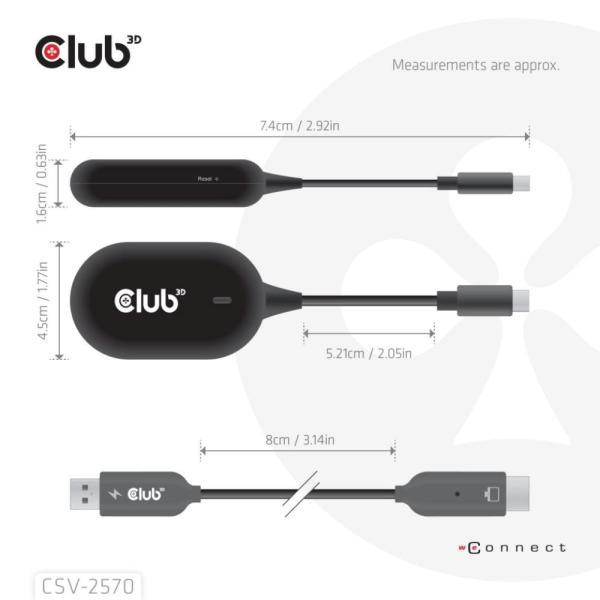 Club3D Bezdrátový adaptér (vysílač) USB-C na HDMI,  Full HD,  dosah 25m1