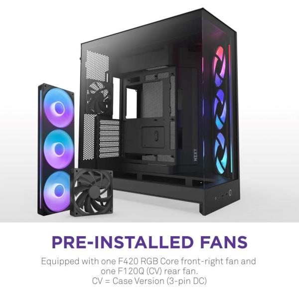 NZXT skříň H9 Flow RGB dvoukomorová ATX /  1x140 RGB mm /  1x 120mm RGB fan /  prosklená /  černá3