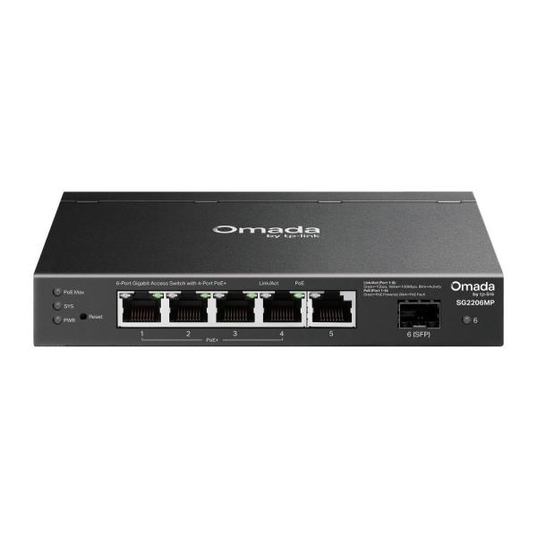 TP-Link OMADA switch SG2206MP (5xGbE, 1xSFP, 4xPoE+, 63W, fanless)