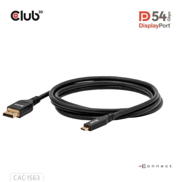 Club3D Kabel USB-C na DisplayPort 2.1 DP54 Bi-Directional,  8K120Hz,  4K480Hz,  2m4