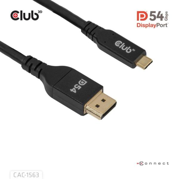 Club3D Kabel USB-C na DisplayPort 2.1 DP54 Bi-Directional,  8K120Hz,  4K480Hz,  2m5