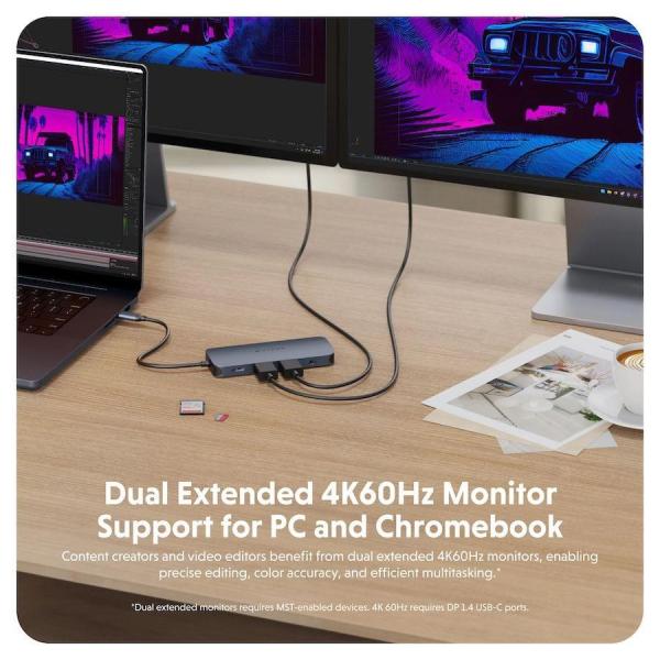 Hyper® EcoSmart™ Gen.2 Dual HDMI USB-C 11-in-1 Hub 140W PD 3.1 Pass-thru2