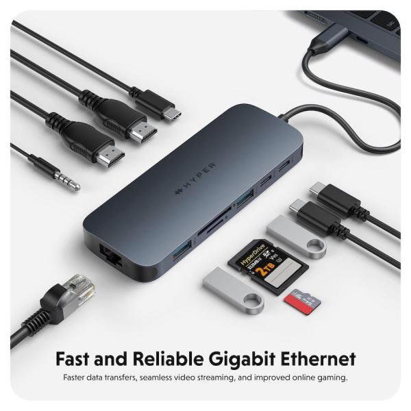 Hyper® EcoSmart™ Gen.2 Dual HDMI USB-C 11-in-1 Hub 140W PD 3.1 Pass-thru6