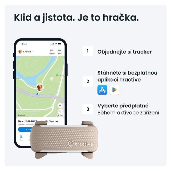 Tractive DOG 6 – GPS lokátor pro psy a monitor zdraví,  hnědý0