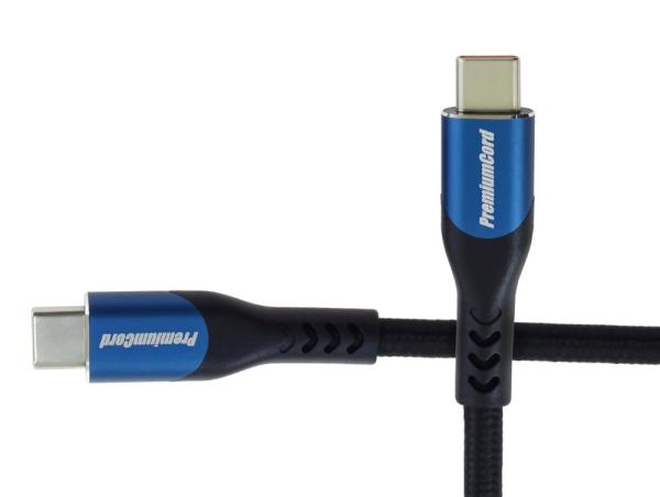 PremiumCord USB-C kabel ( USB 3.2 GEN 2x2,  5A,  100W,  20Gbit/ s ) 2m,  bavlněný oplet3