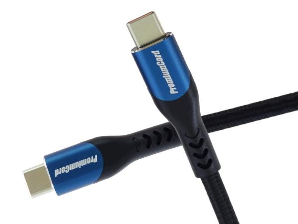 PremiumCord USB-C kabel ( USB 3.2 GEN 2x2,  5A,  100W,  20Gbit/ s ) 2m,  bavlněný oplet5