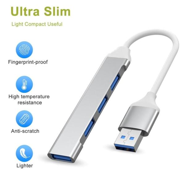 PremiumCord Hub USB3.2A na USB3.2 A + 3x USB2.0 A,  SuperSpeed 5Gbps,  hliníkové pouzdro5