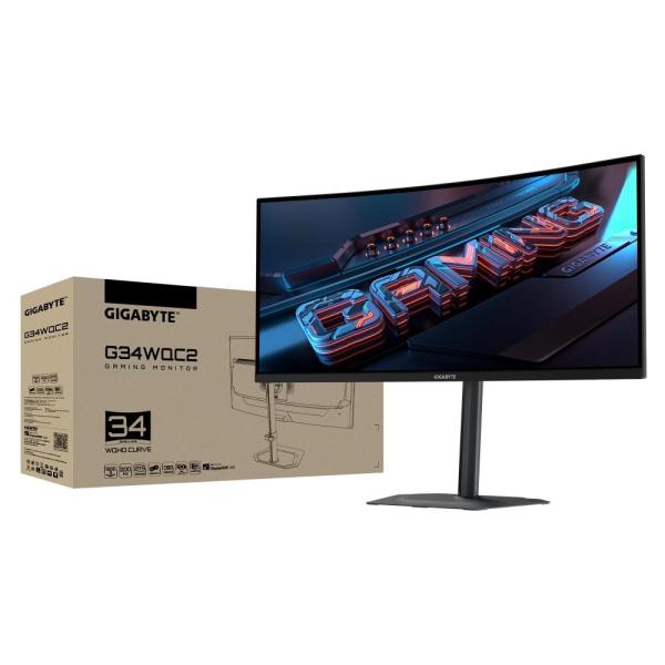 GIGABYTE LCD - 34" Gaming monitor G34WQC2,  VA,  21:9,  3440x1440 QHD,  200Hz,  450 cd/ m2,  1ms,  2xHDMI,  2xDP6