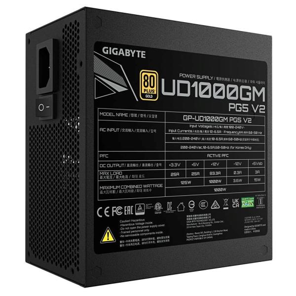 GIGABYTE zdroj UD1000GM PG5 V2 1000W,  120mm,  Plně modulární,  80 Plus Gold,  ATX 3.16