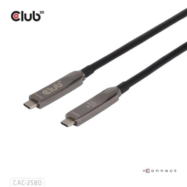 Club3D Kabel USB-C,  10 Gbps,  4K120Hz,  8K60Hz,  60W,  Bi-directional,  15m,  černá5