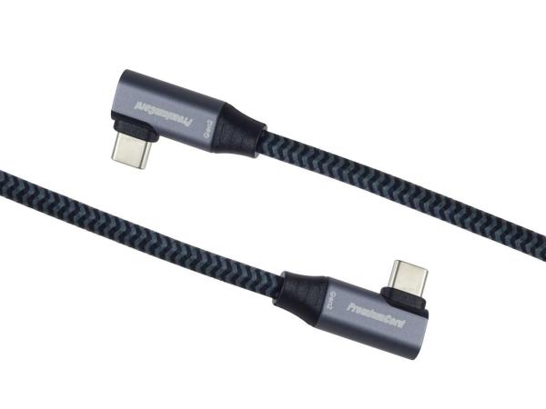 PremiumCord USB-C 2x zahnutý kabel ( USB 3.2 GEN 2x2,  5A,  100W,  20Gbit/ s ) bavlněný oplet,  délka: 0, 5m1