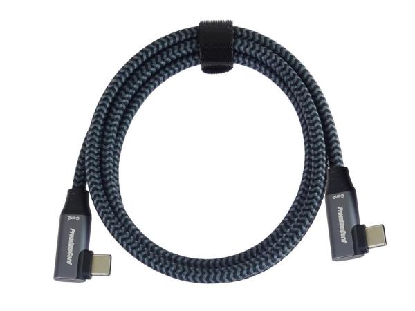 PremiumCord USB-C 2x zahnutý kabel ( USB 3.2 GEN 2x2,  5A,  100W,  20Gbit/ s ) bavlněný oplet,  délka: 0, 5m8