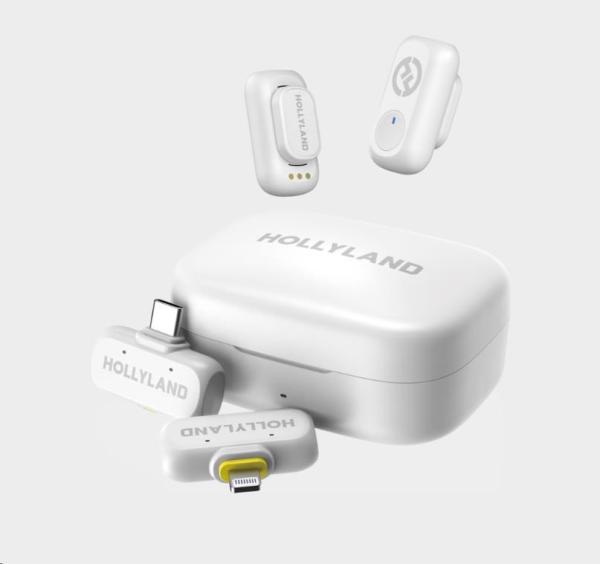 Hollyland LARK A1 Combo Ivory White,  with USB-C RX + Lightning RX + Charging Case