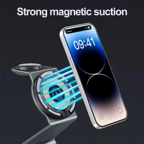 1stCOOL bezdrátová QI nabíjecí stanice 3v1,  21W,  MagSafe,  USB-C,  černá4