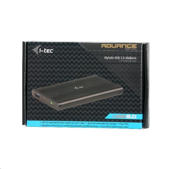 iTec USB 3.0 Externý pevný disk MySafe AluBasic Advance 6.4 cm / 2.5" pre pevné disky SSD SATA I/II/III, hliníkové puzd5