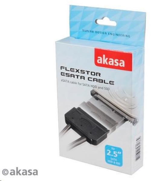 Adaptér AKASA HDD Flexstor ESATA,  2, 5" SATA HDD/ SSD na E-SATA,  40 cm4