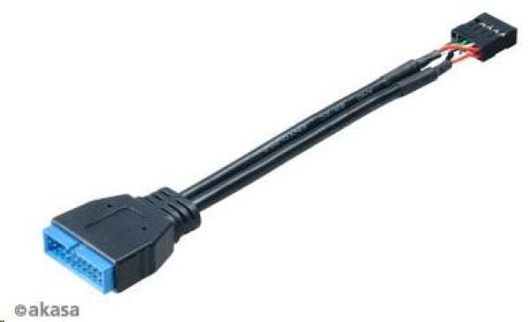 Kábel AKASA redukcia interného USB 3.0 (19-pinový) na interný USB 2.0 (9-pin),  10 cm
