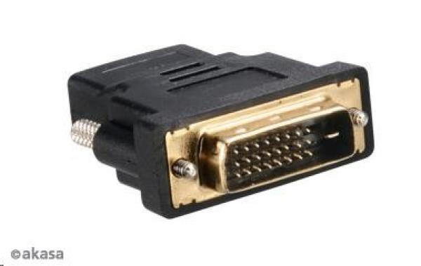 AKASA DVI-D samec na HDMI samica,  pozlátené konektory