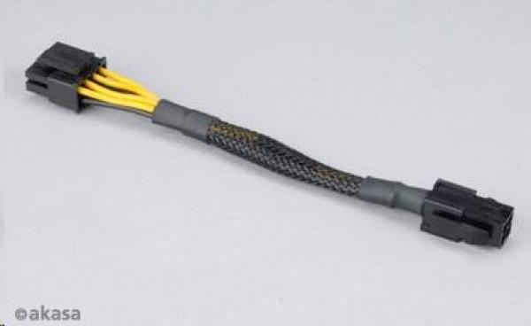 AKASA redukčný kábel zo 4pin ATX 12V samica na 8pin (4+4) ATX 12V samec,  15cm