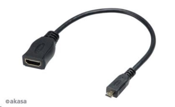 Redukčný kábel AKASA HDMI micro na HDMI female, full HD, 25 cm