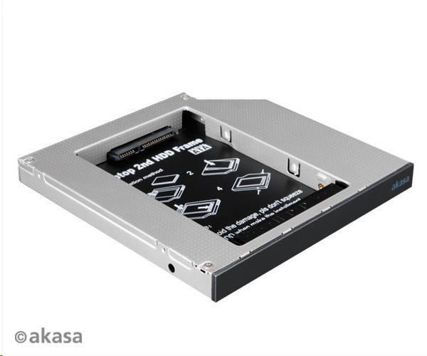 AKASA HDD box N.Stor S12,  2.5" SATA HDD/ SSD v šachte pre optickú jednotku SATA (výška HDD do 13 mm)