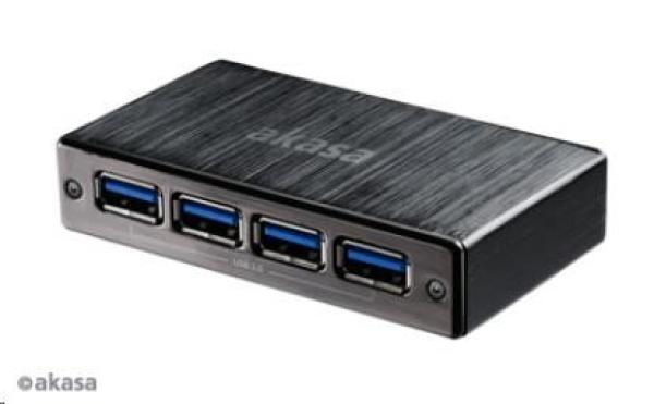 AKASA HUB USB Connect 4SV,  4x USB 3.0,  vonkajšia,  hliníková,  čierna