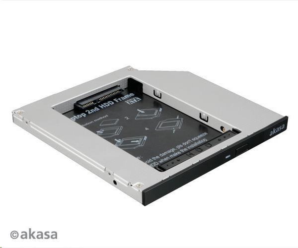 AKASA HDD box N.Stor S9,  2.5" SATA HDD/ SSD v šachte pre optickú jednotku SATA (výška HDD do 9, 5 mm)