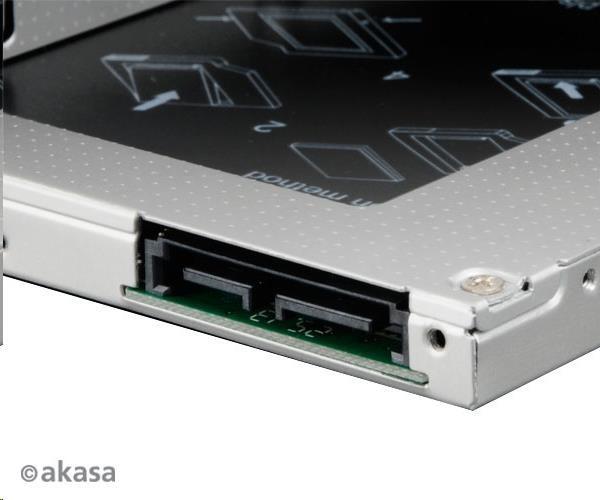 AKASA HDD box N.Stor S9,  2.5" SATA HDD/ SSD v šachte pre optickú jednotku SATA (výška HDD do 9, 5 mm)2