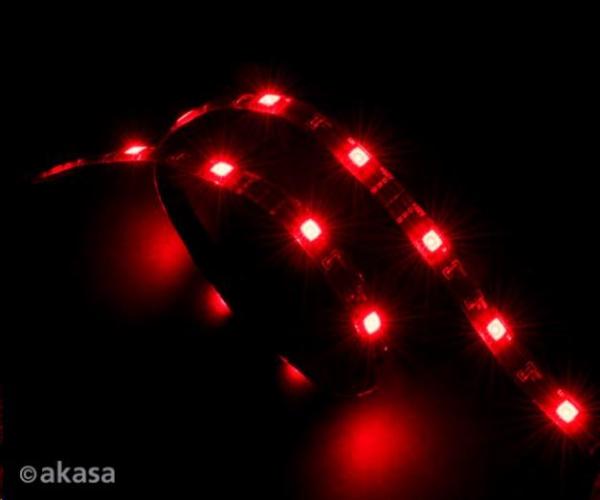 AKASA LED pásik Vegas,  napájanie Molex 12V,  60cm,  červený