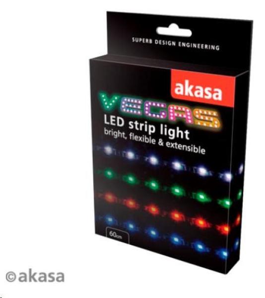 AKASA LED pásik Vegas,  napájanie Molex 12V,  60cm,  červený3