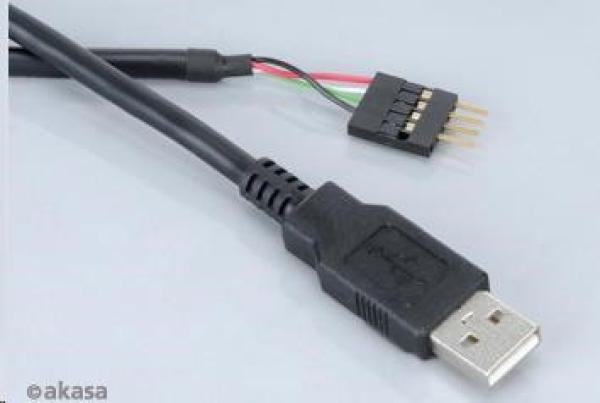 AKASA kábel interný USB na externý USB (typ - M),  USB 2.0,  40cm