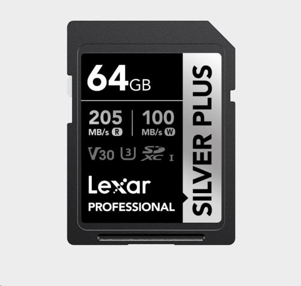 Lexar 64GB Pro SILVER PLUS SDXC C10 V30 U3