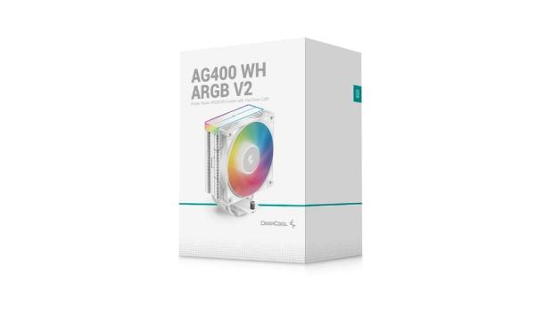 DEEPCOOL CPU Chladič AG400 WH ARGB V2,  1x120mm,  LGA1851,  AM5,  bílá9