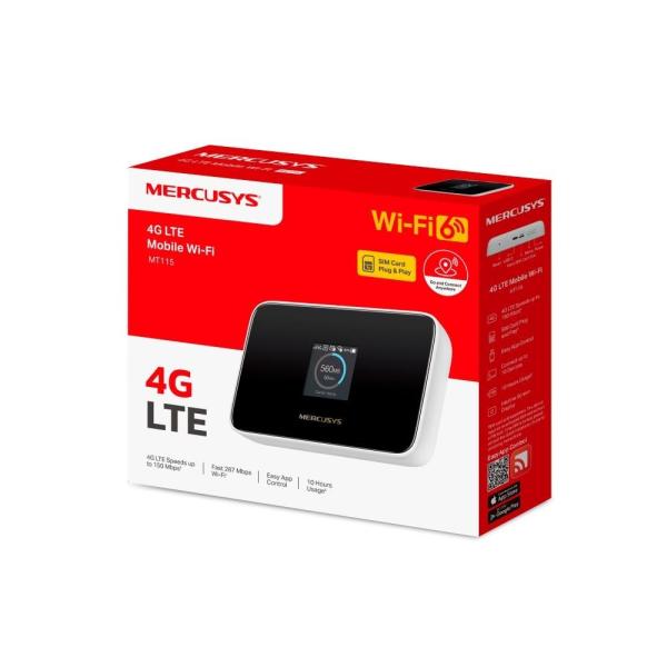 Mercusys MT115 WiFi6 4G LTE router (AX300,  4G LTE,  2, 4GHz,  1xnanoSIM)5