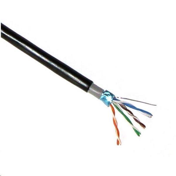 FTP kabel PlanetElite,  Cat5E,  drát,  dvojitý venkovní PE+PVC,  Dca,  černý,  305m,  cívka